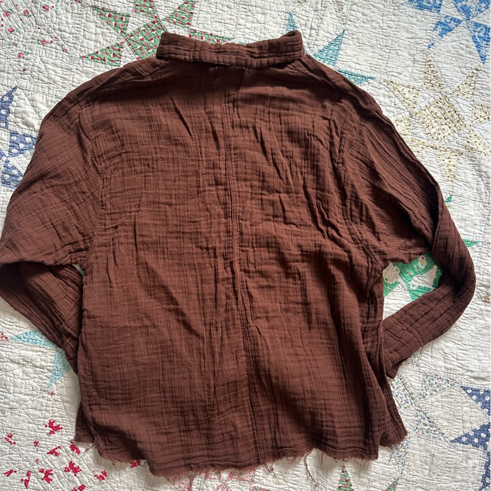 Urban Outfitters Brown Button-Down Gauze Shirt - Picture 3 of 3